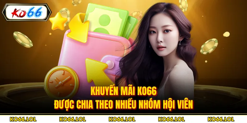 Khuyến mãi KO66 được chia theo nhiều nhóm hội viên